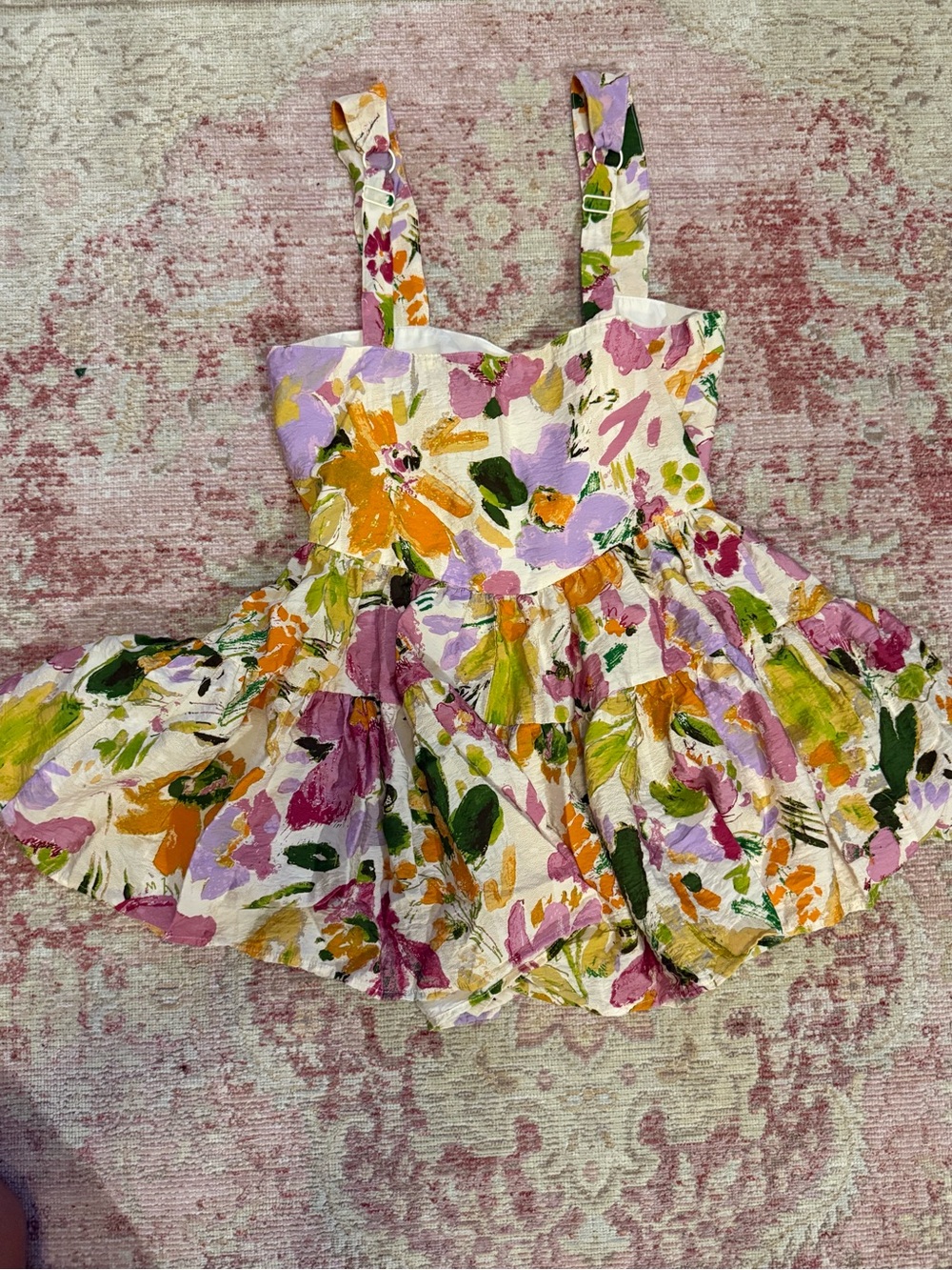 Vici Floral Tiered Romper in White, Orange, Pink, Green, Lavender